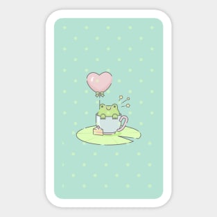 Cute frog Kawaii with Heart Balloon Sticker